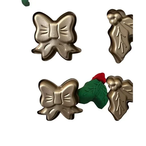 Celebrate It Bows And Holly Leaf Cookie Baking Sheet, Mold Non Stick - Picture 3 of 3